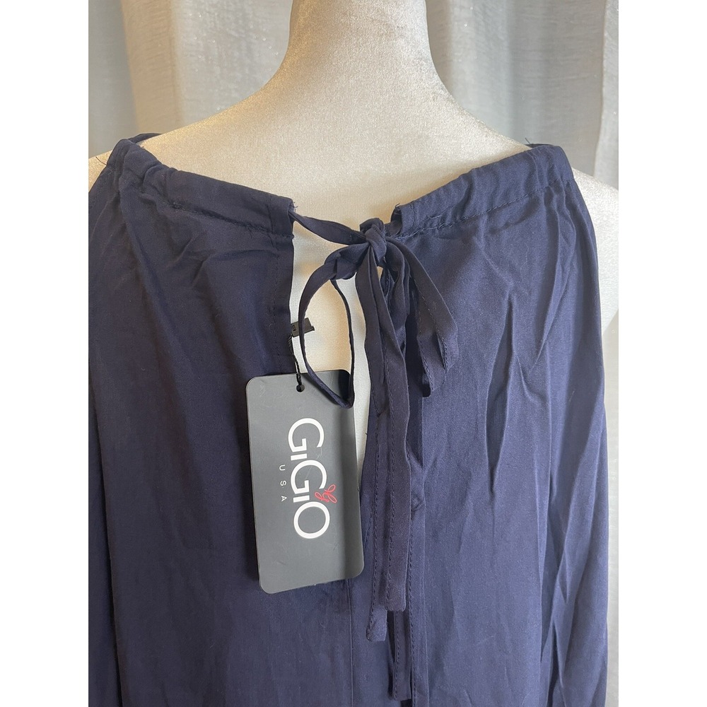 GiGiO Blue Striped Maxi Dress Halter Neck Side Slit Sundress Boho NWT S - Picture 5 of 6